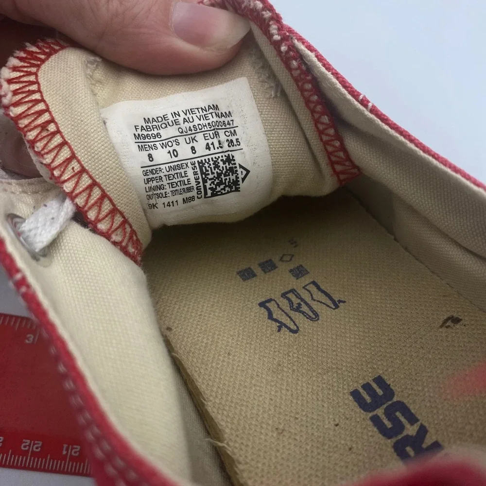 Converse All Star Canvas Sneakers Shoes Red Lace Up Sneakers Women 10 Men 8 EUC - Picture 10 of 10